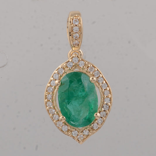 1.25 Ct Oval Emerald 9K Gold Pendant