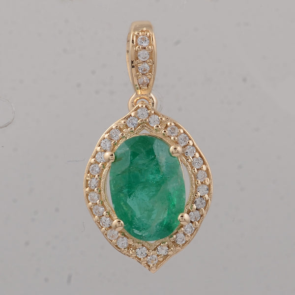 1.25 Ct Oval Emerald 9K Gold Pendant