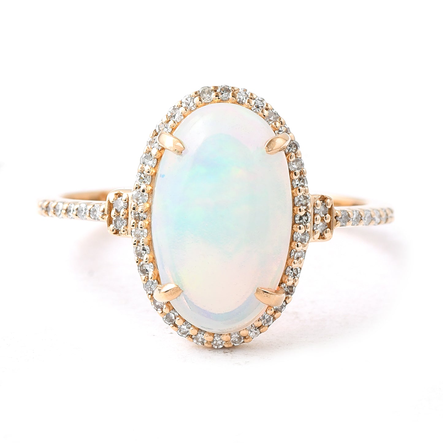 1.81 Ct Oval Cabochon Cut Natural Opal 14K Gold Ring
