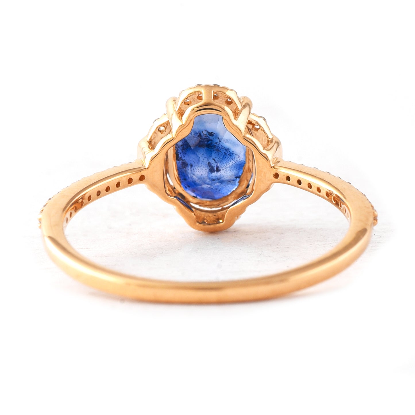 1.76 Ct Oval Mixed Cut Natural Sapphire 14K Gold Ring