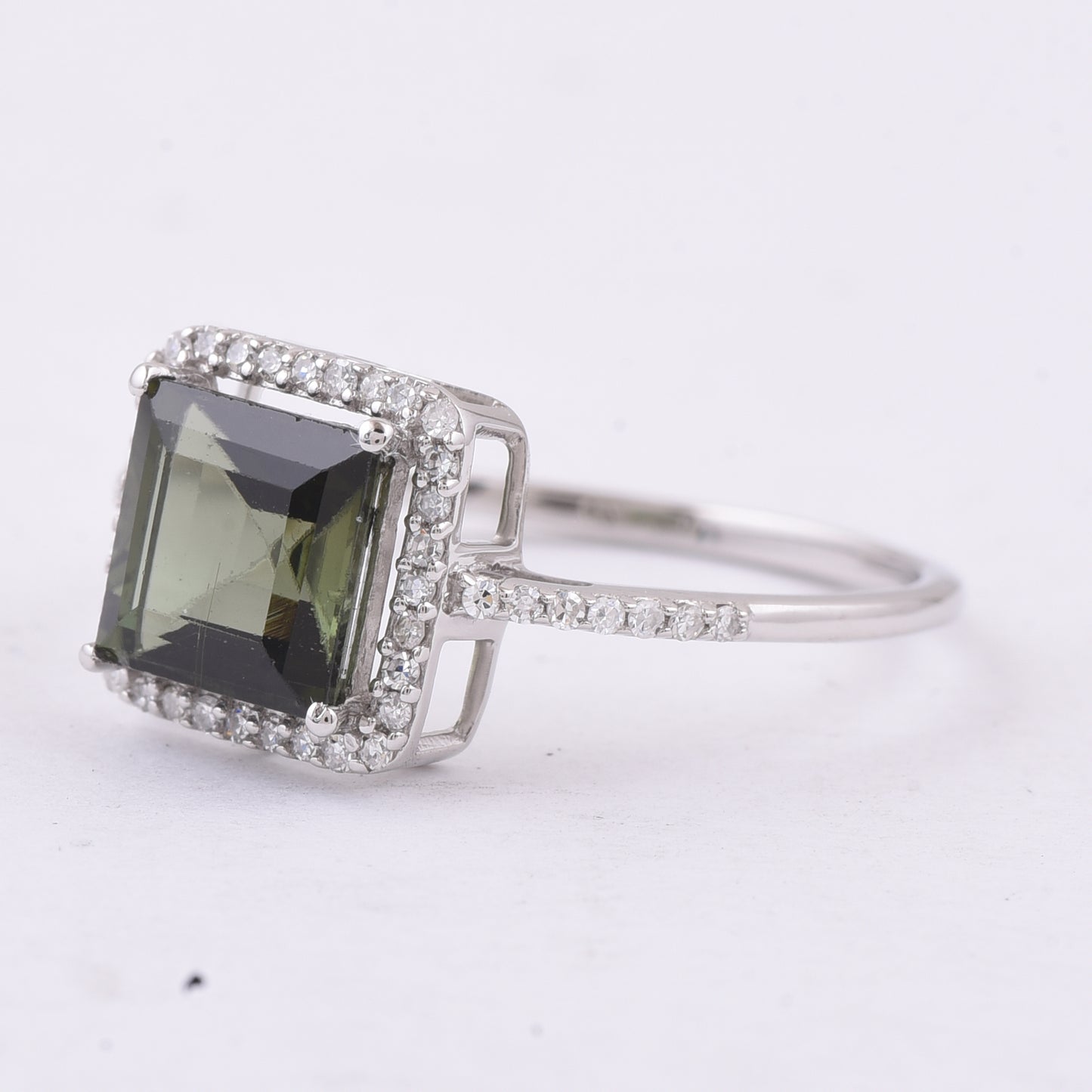 1.69 Ct Square Step Cut Natural Tourmaline 950 Platinum Ring