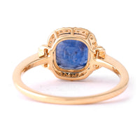 3.01 Ct Cushion Mixed Cut Natural Sapphire 14K Gold Ring