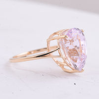 7.42 Ct Pear Natural Kunzite 14K Gold Ring