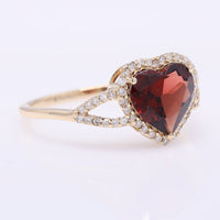 1.75 Ct Heart Mixed Cut Natural Garnet 14K Gold Ring