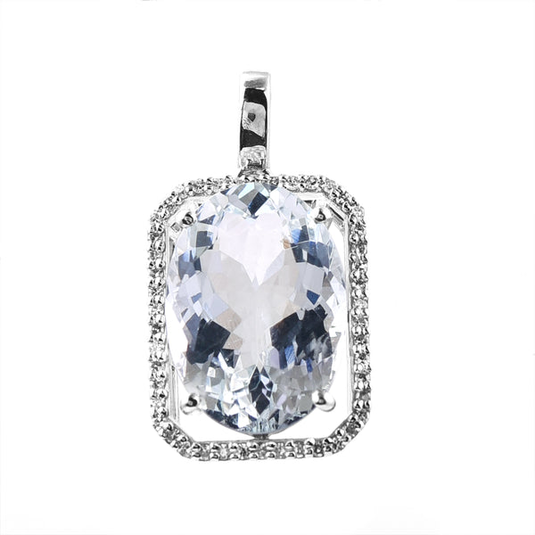5.27 Ct Oval Mixed Cut Natural Aquamarine 950 Platinum Pendant