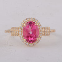1.86 Ct Oval Pink Topaz 9K Gold Ring