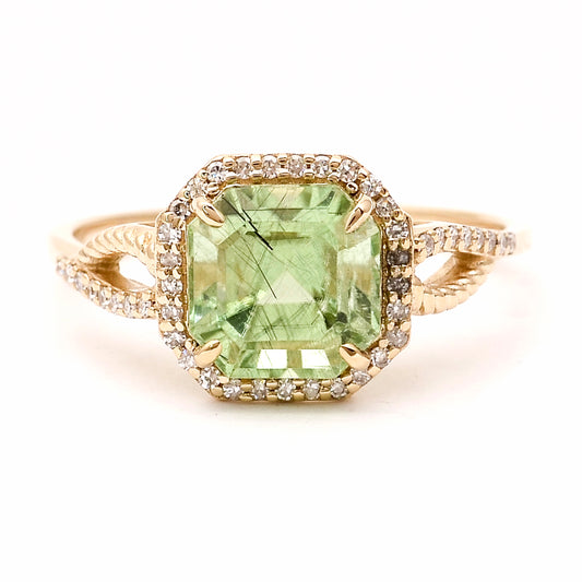 2.57 Ct Octagon Natural Eridot 14K Gold Ring