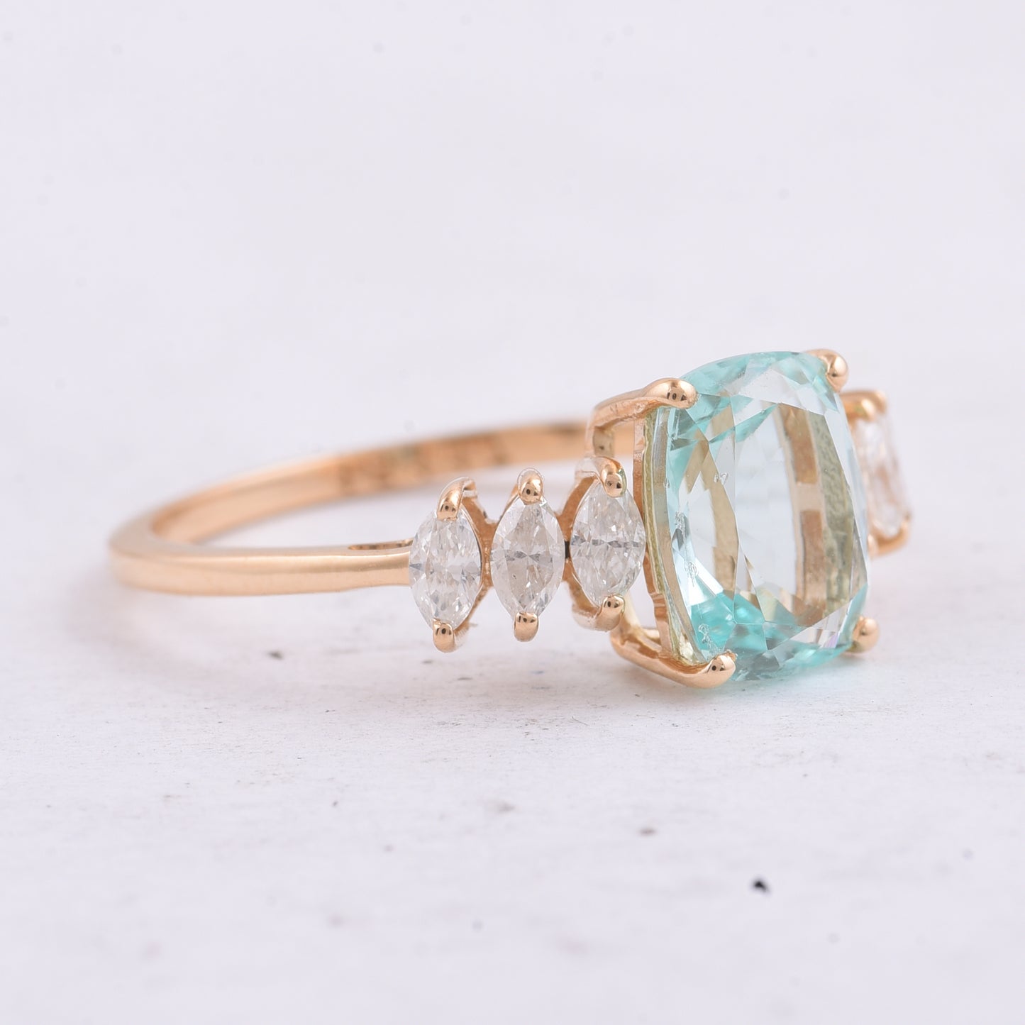 1.84 Ct Cushion Natural Beryl 14K Gold Ring
