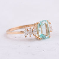 1.84 Ct Cushion Natural Beryl 14K Gold Ring