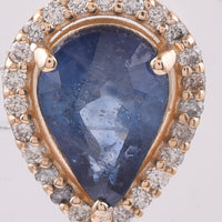 1.29 Ct Pear Natural Sapphire 14K Gold Pendant