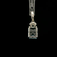 3.31 Ct Octagon Blue Topaz, White Zircon 925 Sterling Silver Pendant