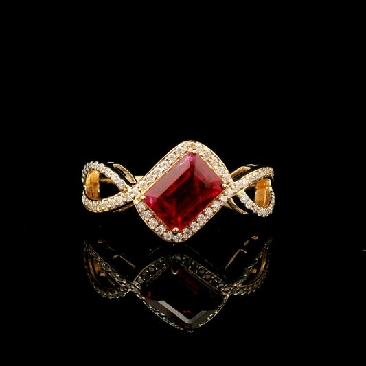 1.68 Ct Emerald Cut Lab Grown Ruby 14K Gold Ring