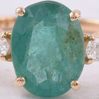1.74 Ct Oval Natural Emerald 14K Gold Ring