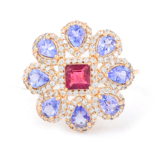 1.96 Ct Square Rubellite 14K Gold Ring