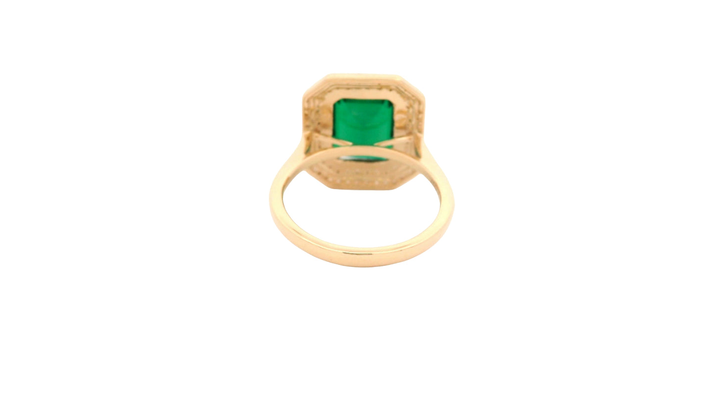 4.62 Ct Octagon Lab Grown Emerald 14K Gold Ring