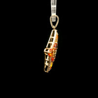 2.17 Ct Pear Multi Sapphire 14K Gold Pendant