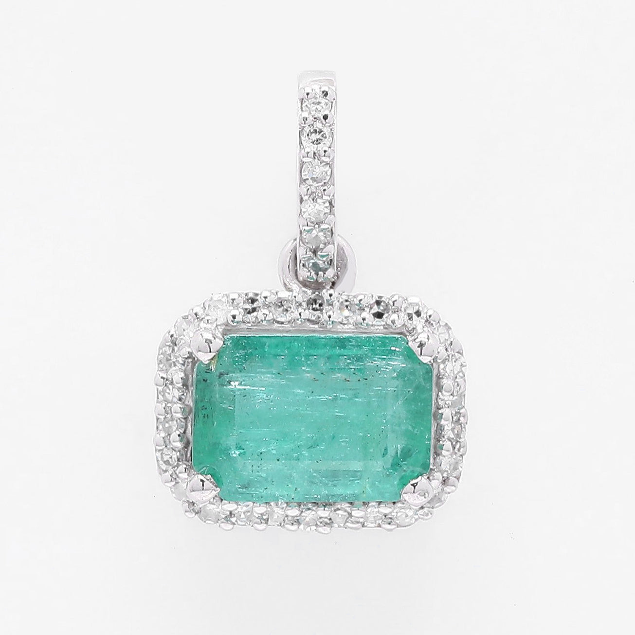 1.16 Ct Octagon Step Cut Natural Emerald 950 Platinum Pendant