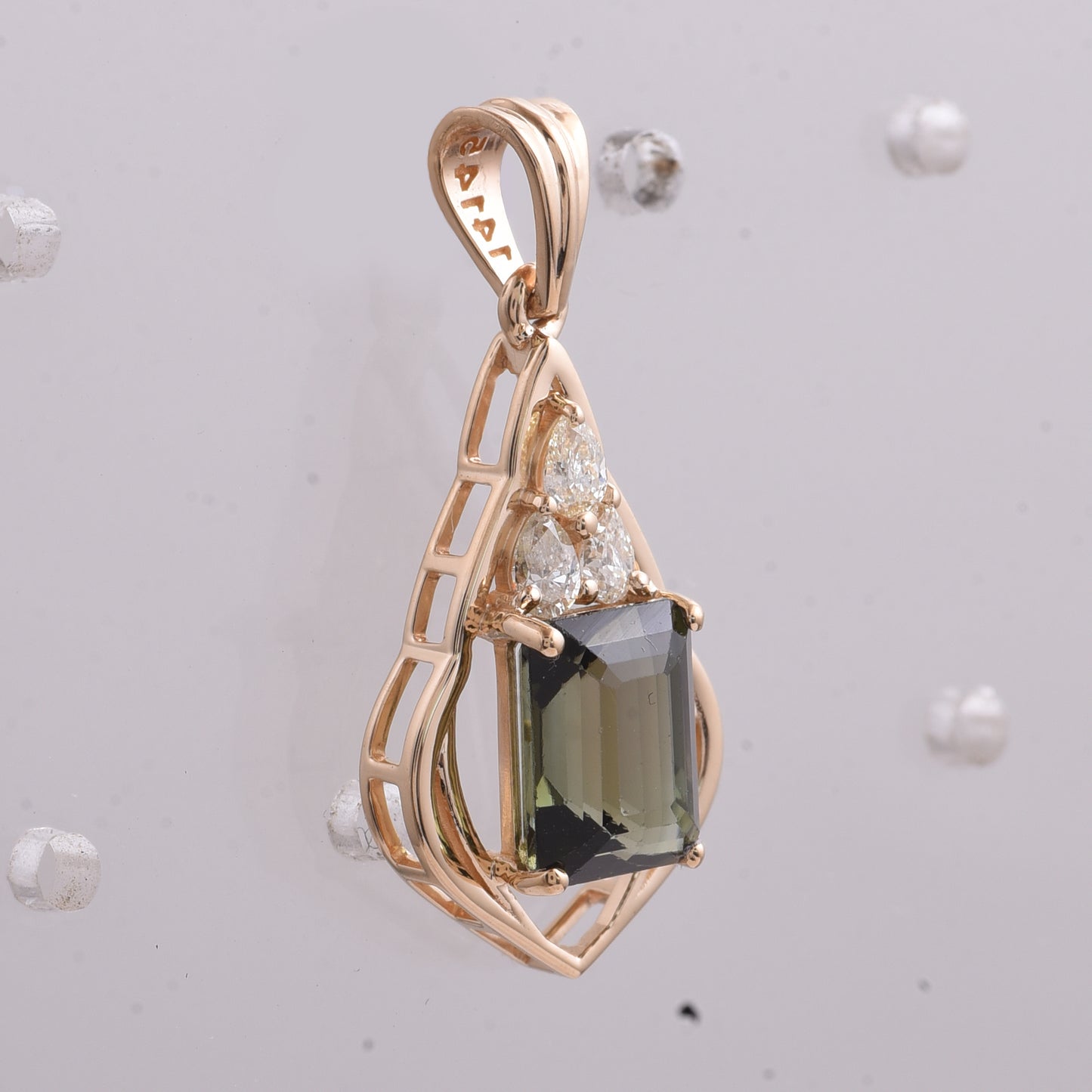 2.21 Ct Octagon Step Cut Natural Tourmaline 14K Gold Pendant