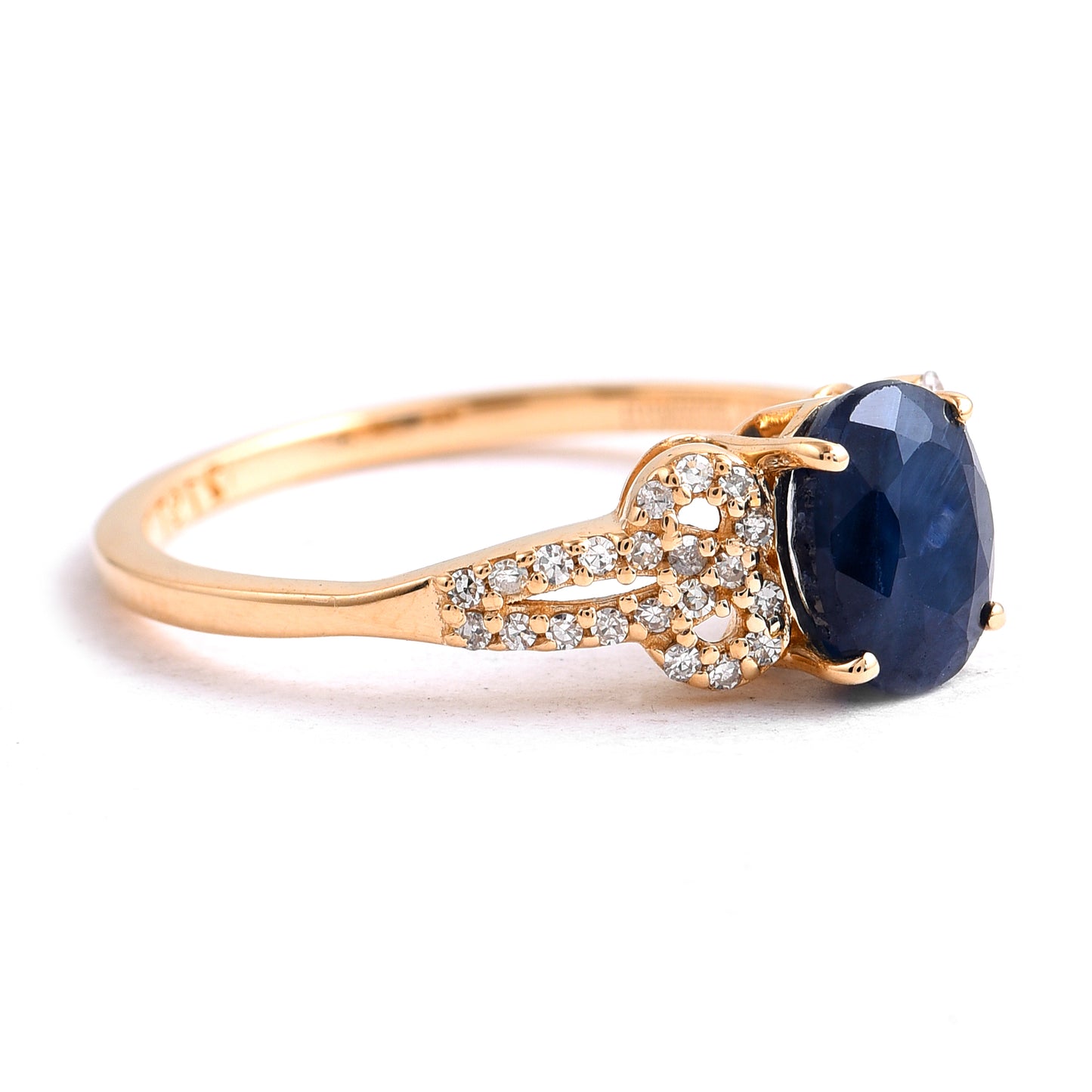 1.65 Ct Oval Mixed Cut Natural Sapphire 14K Gold Ring