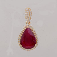 2.64 Ct Pear Ruby 9K Gold Pendant