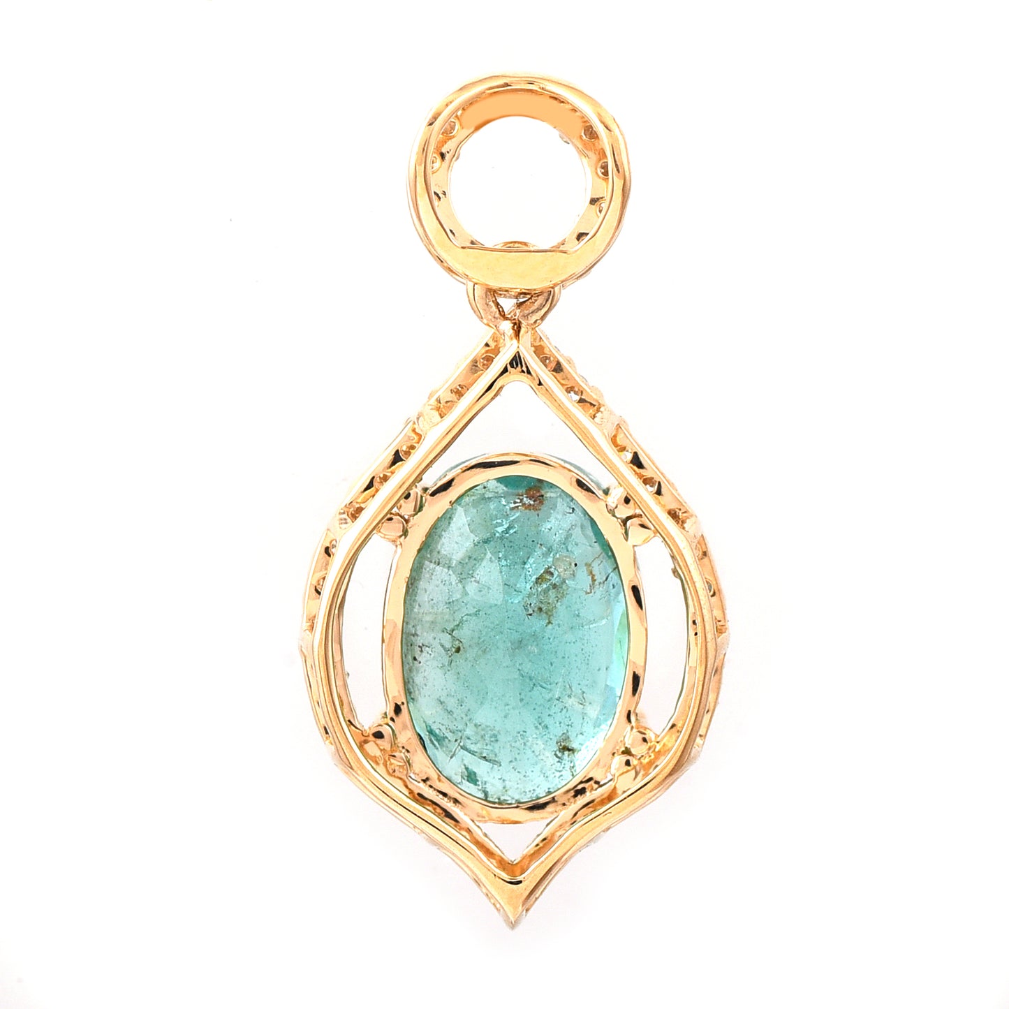 1.89 Ct Oval Mixed Cut Natural Emerald 14K Gold Pendant
