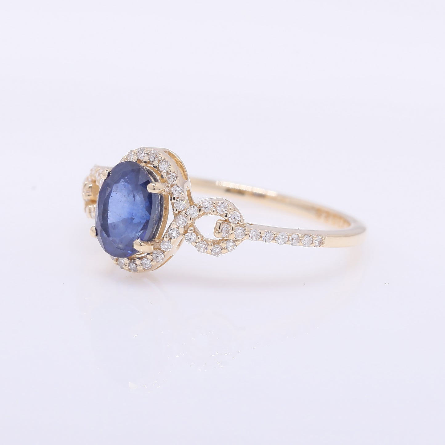 1.36 Ct Oval Mixed Cut Natural Sapphire 14K Gold Ring