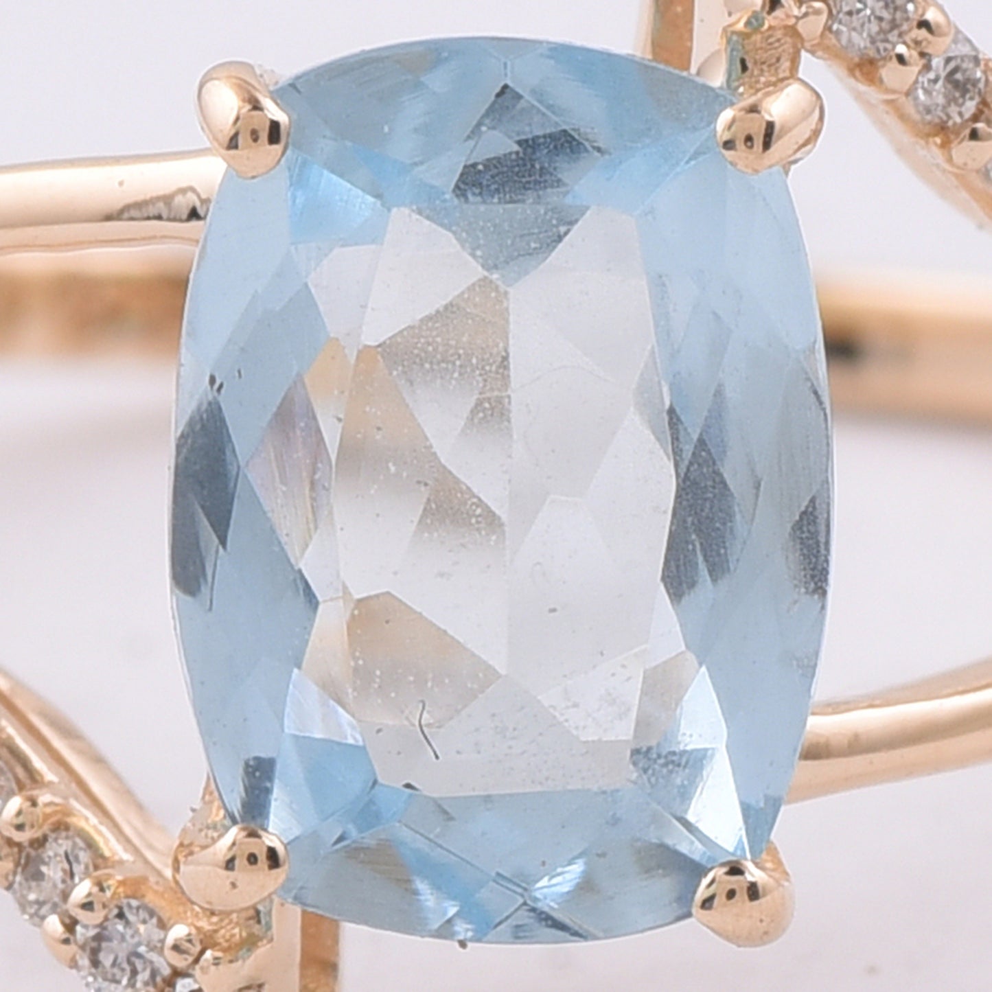 1.20 Ct Cushion Natural Aquamarine 14K Gold Ring