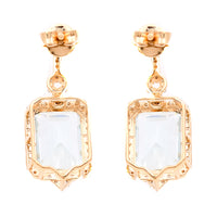 4.82 Ct Octagon Step Cut Natural Aquamarine 14K Gold Earrings
