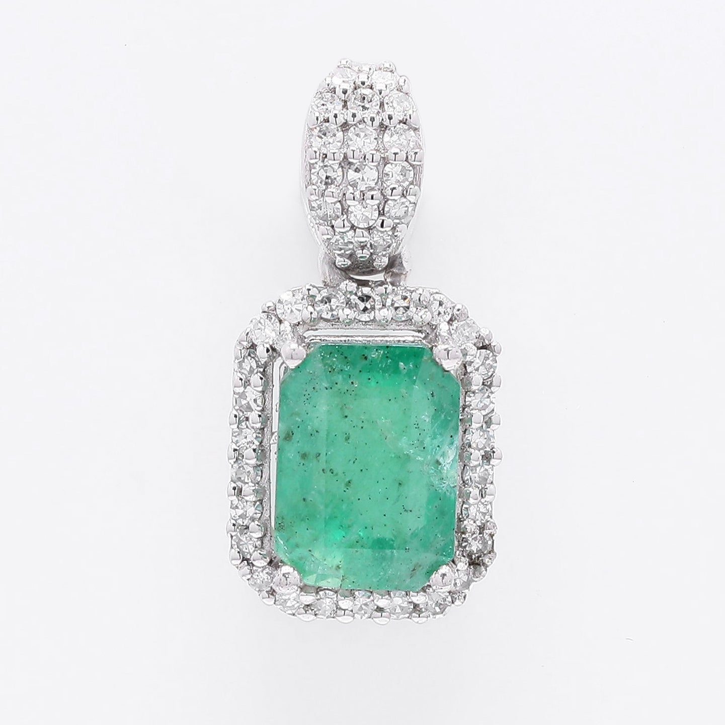 1.47 Ct Octagon Step Cut Natural Emerald 950 Platinum Pendant