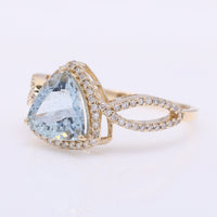 1.99 Ct Triangle Mixed Cut Natural Aquamarine 14K Gold Ring