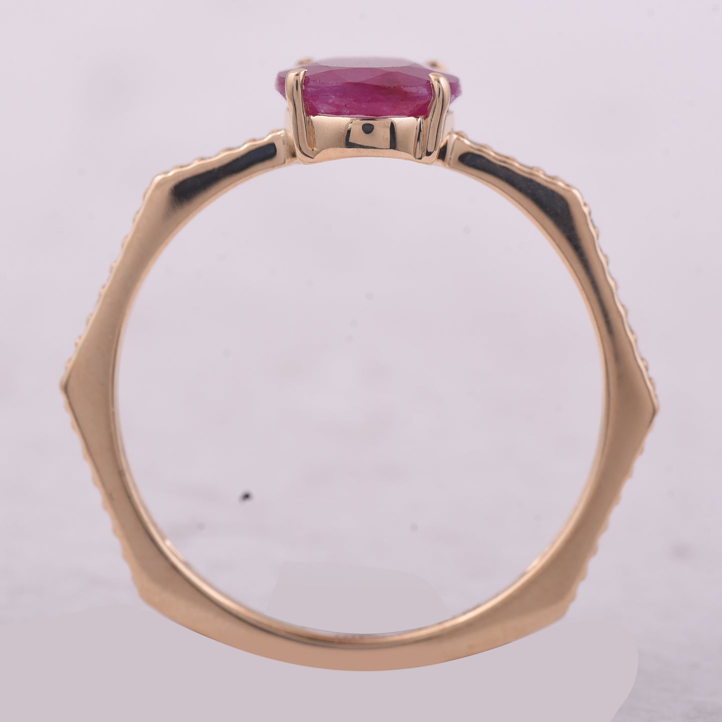 1.54 Ct Oval Mixed Cut Natural Ruby 14K Gold Ring