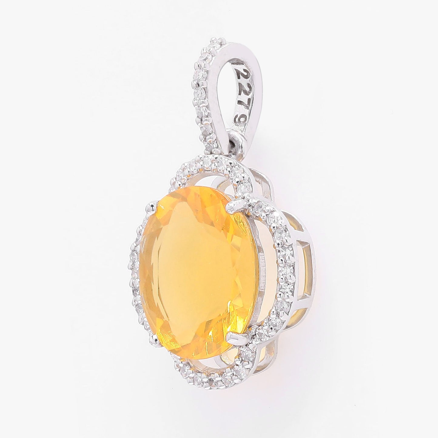 1.78 Ct Oval Mixed Cut Natural Fire Opal 950 Platinum Pendant