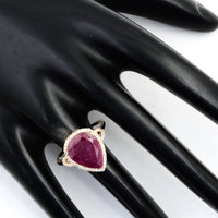 4.51 Ct Pear Mixed Cut Natural Corundum Ruby 14K Gold Ring