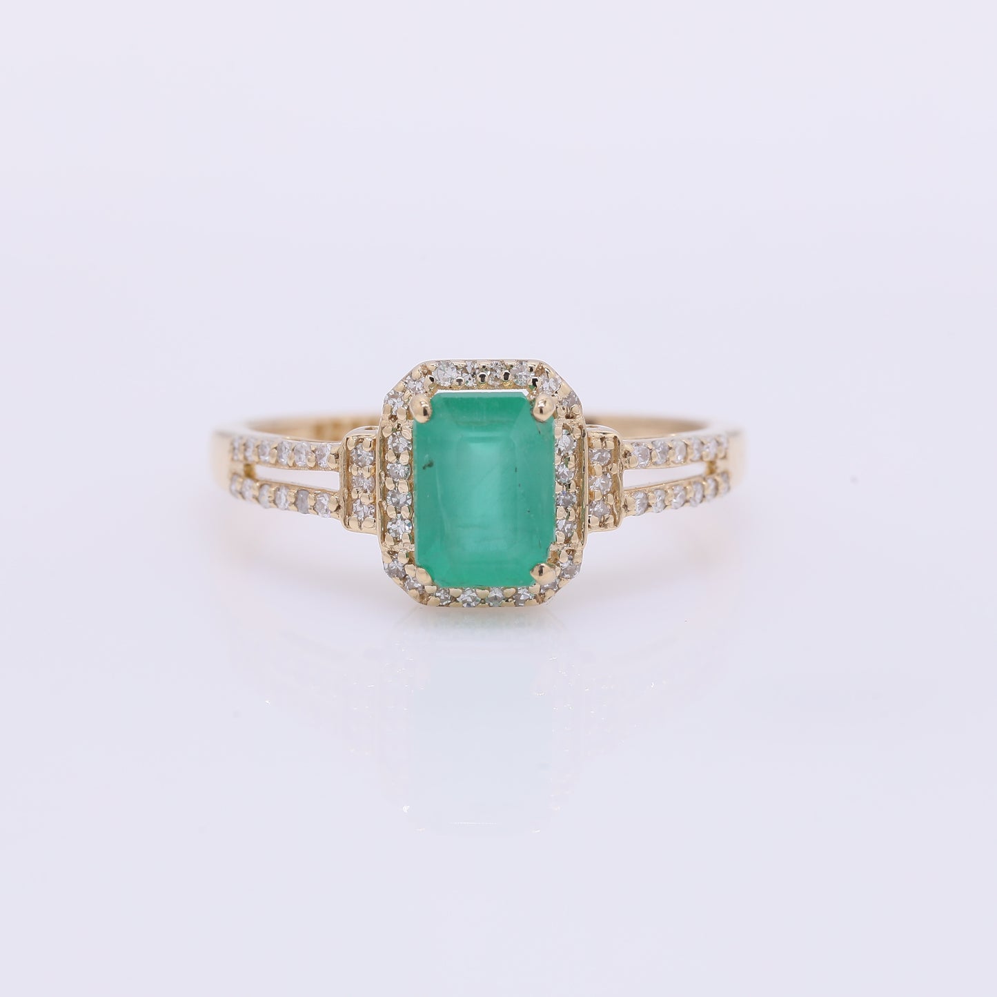 1.18 Ct Octagon Step Cut Natural Emerald 14K Gold Ring