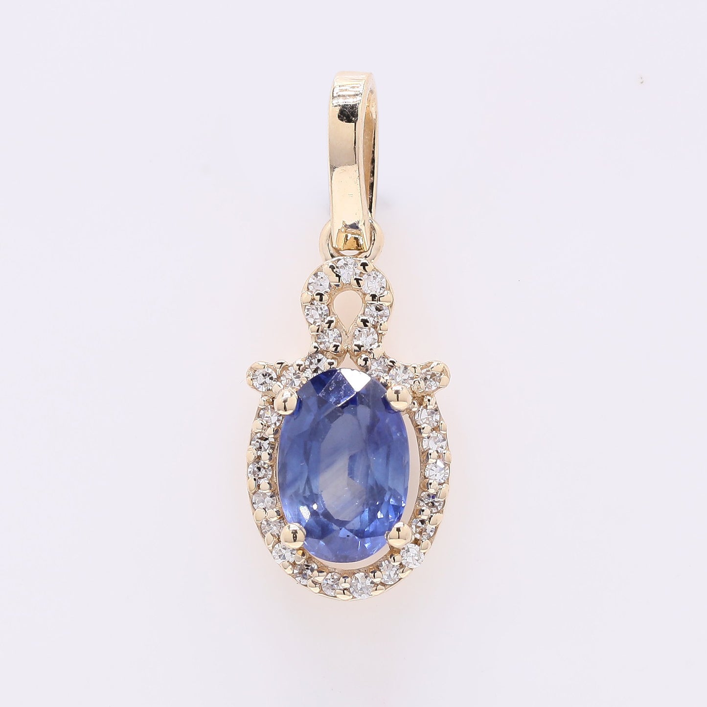 1.07 Ct Oval Mixed Cut Natural Sapphire 14K Gold Pendant