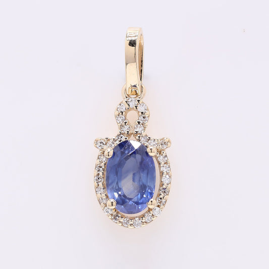 1.07 Ct Oval Mixed Cut Natural Sapphire 14K Gold Pendant