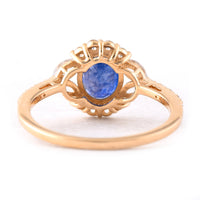 2.16 Ct Oval Mixed Cut Natural Sapphire 14K Gold Ring