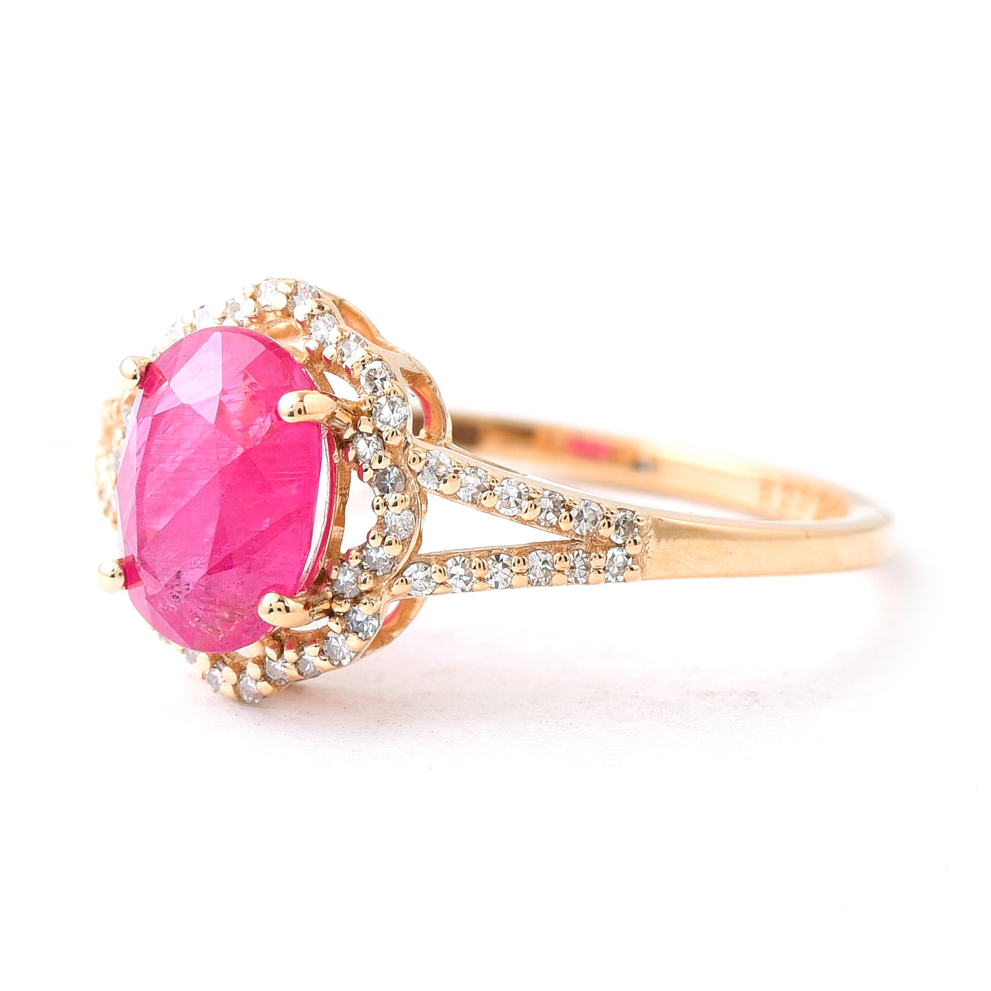 1.90 Ct Oval Mixed Cut Natural Ruby 14K Gold Ring