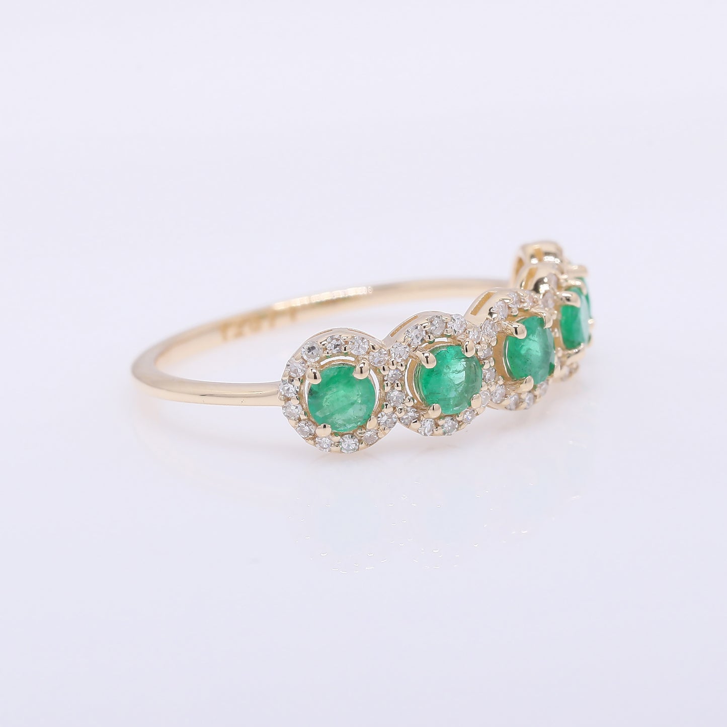 1.08 Ct Round Mixed Cut Natural Emerald 14K Gold Ring