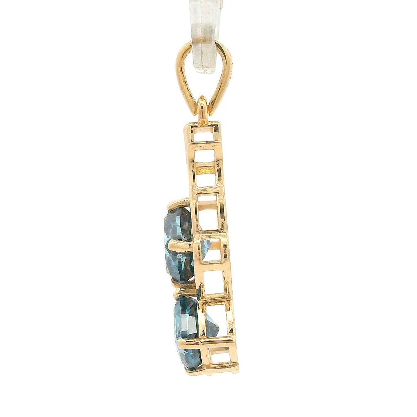 1.62 Ct Cushion Blue Diamond 14K Gold Pendant