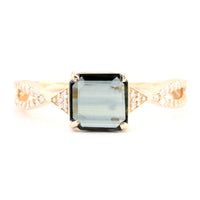 1.36 Ct Square Emerald Cut Natural Corundum Sapphire 14K Gold Ring