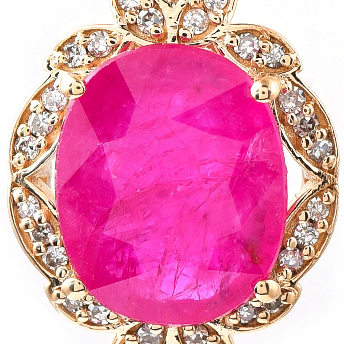 1.21 Ct Oval Mixed Cut Natural Ruby 14K Gold Pendant