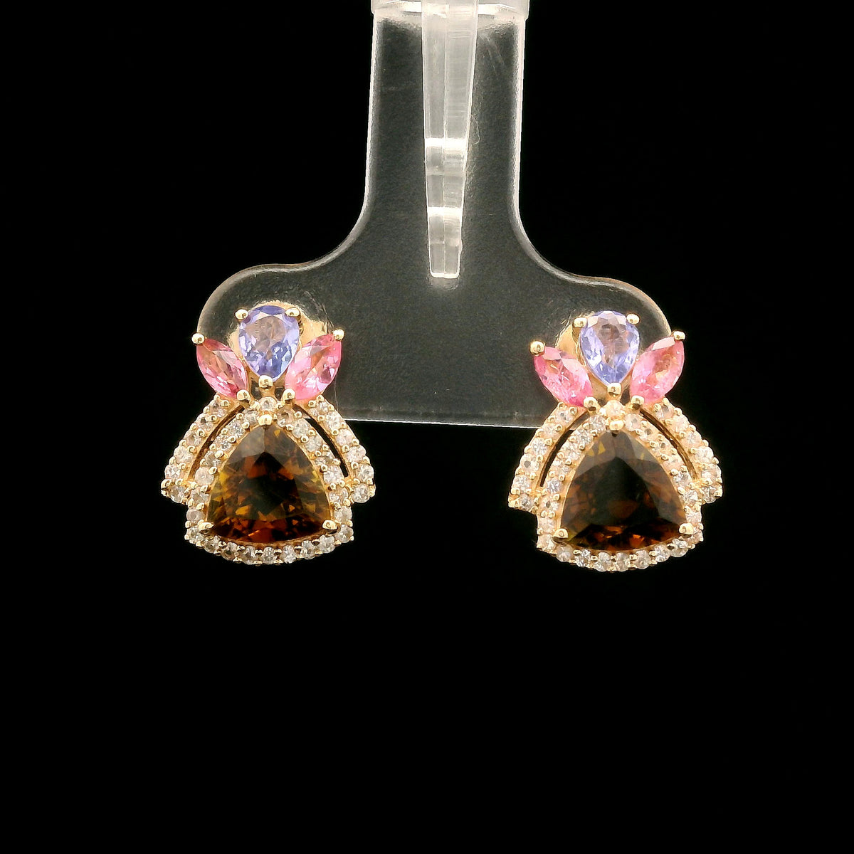 2.10 Ct Trillion Tourmaline 14K Gold Earrings