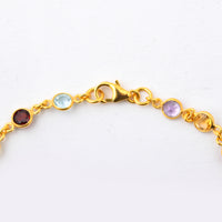 5.69 Ct Round Garnet, Peridot, Blue Topaz, Citrine, Amethyst 925 Sterling Silver Bracelet