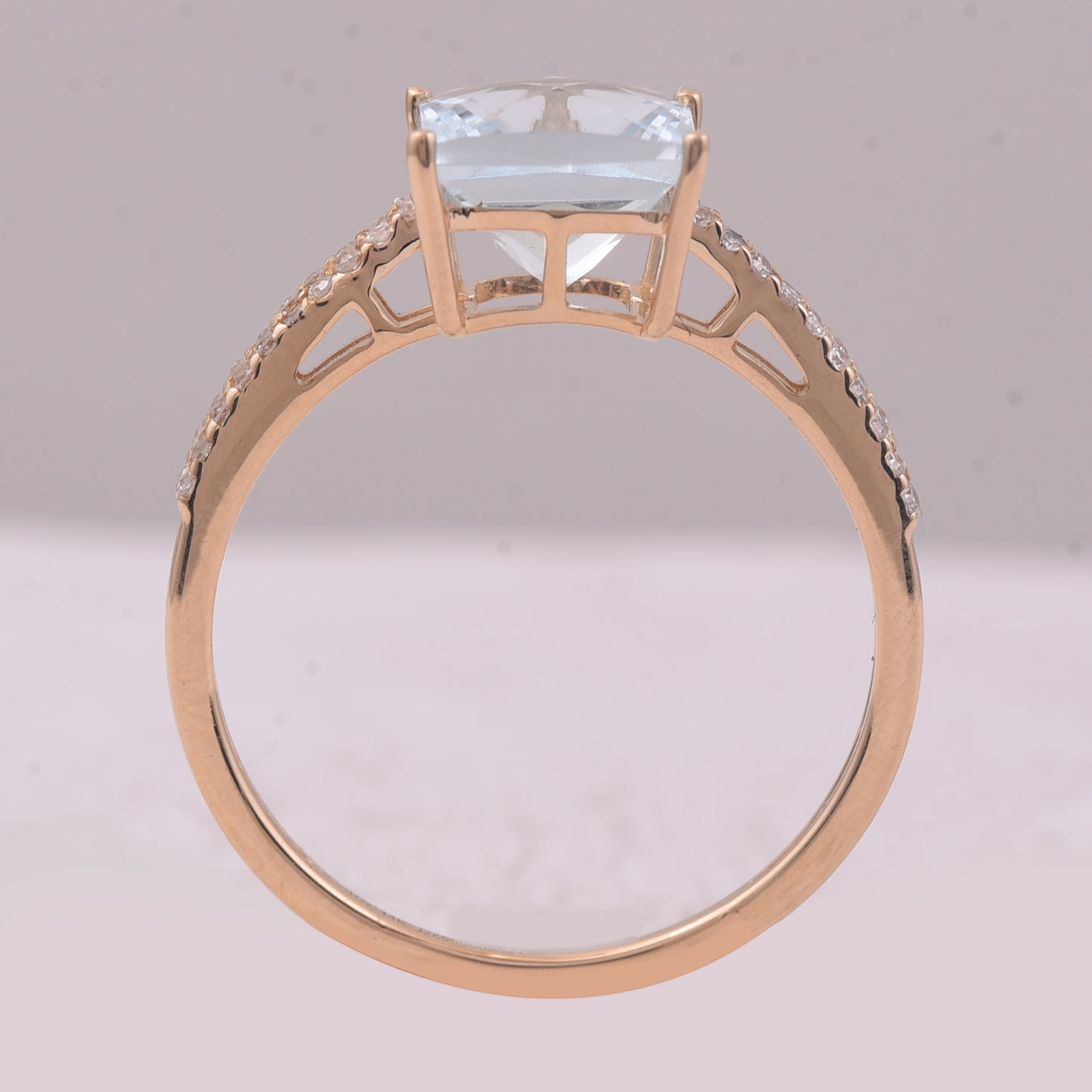 1.92 Ct Square Mixed Cut Natural Aquamarine 14K Gold Ring