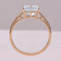1.92 Ct Square Mixed Cut Natural Aquamarine 14K Gold Ring