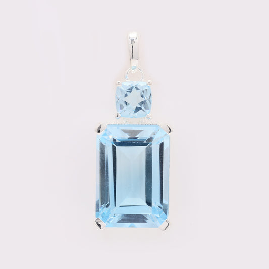 9.11 Ct Octagon Blue Topaz 925 Silver Pendant