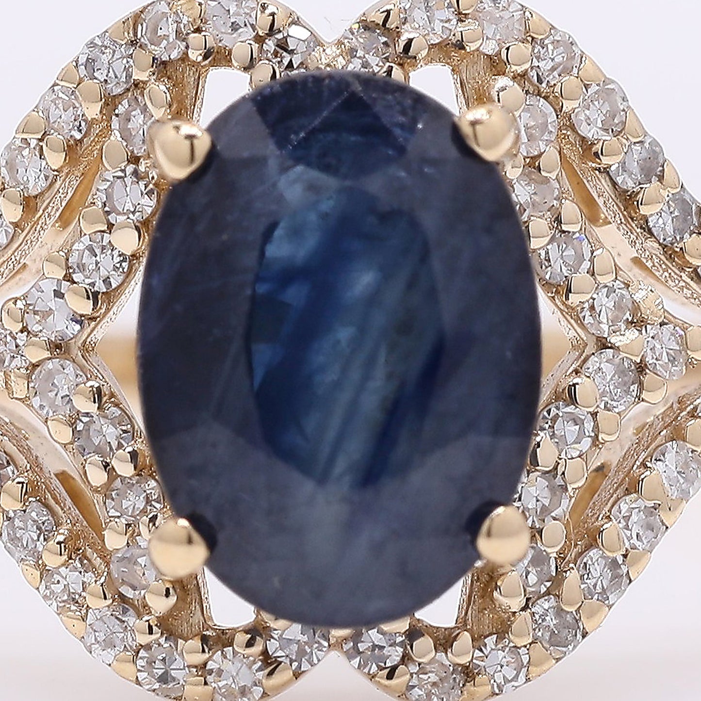 2.34 Ct Oval Mixed Cut Natural Sapphire 14K Gold Ring
