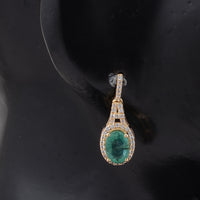 2.10 Ct Oval Emerald 9K Gold Earrings