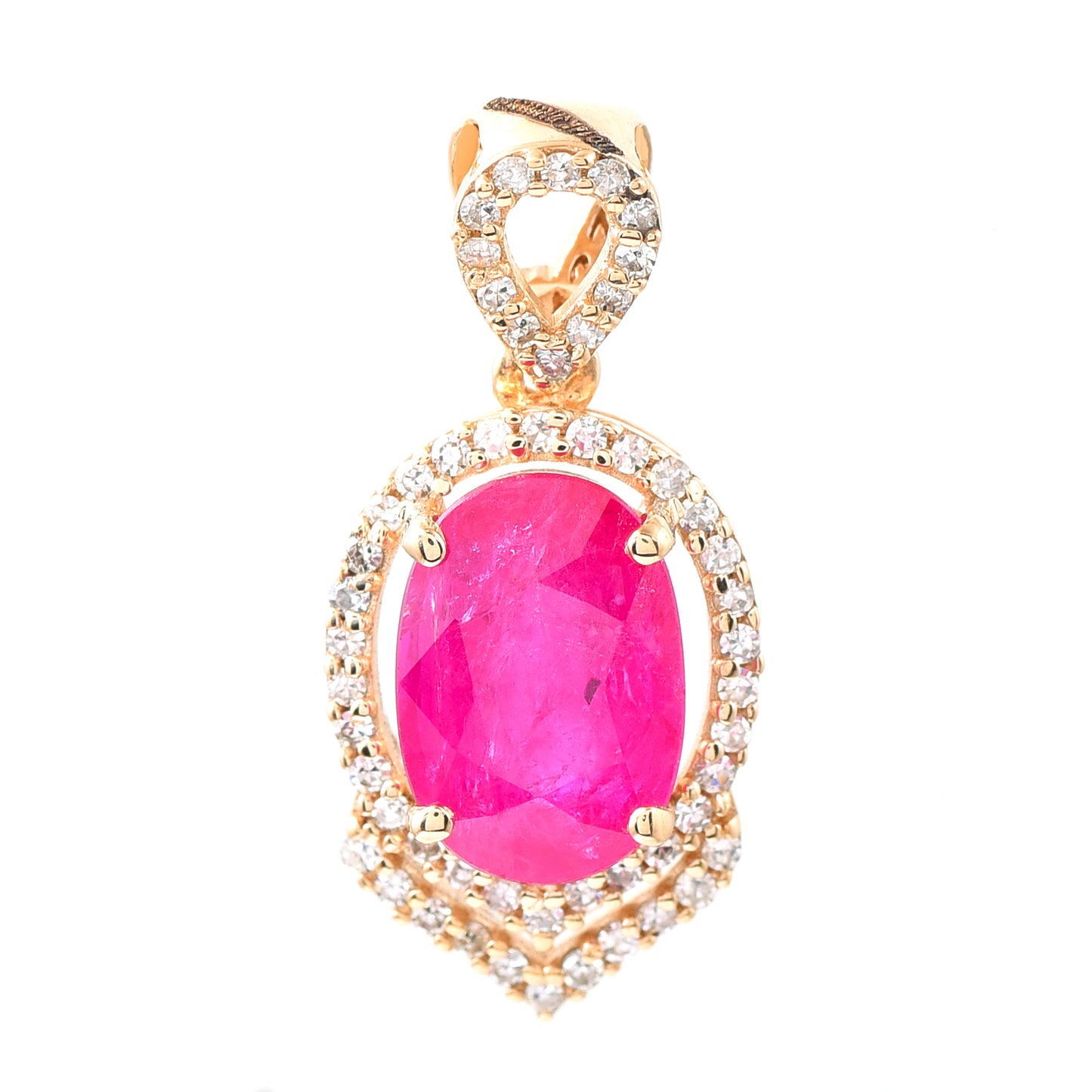 1.10 Ct Oval Mixed Cut Natural Ruby 14K Gold Pendant